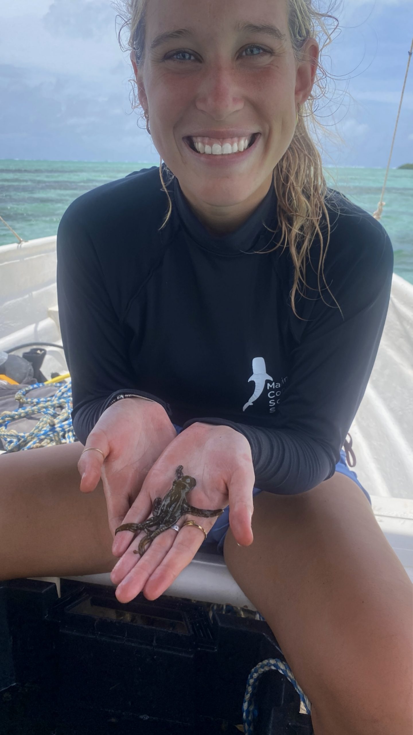 Ashley Harding on a boat