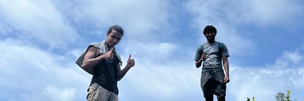 Two students on a hike